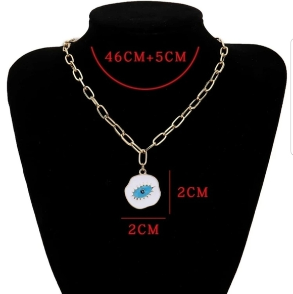 𝅺new Eye 🧿 pendant with gold colored necklace Worn for Good Luck 🍀 - Picture 4 of 4